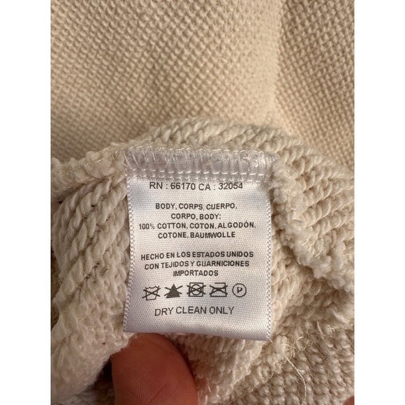 Deletta Cream Textured Fringe Sleeve V Neck Sweater Top Women's Size S - Picture 5 of 5